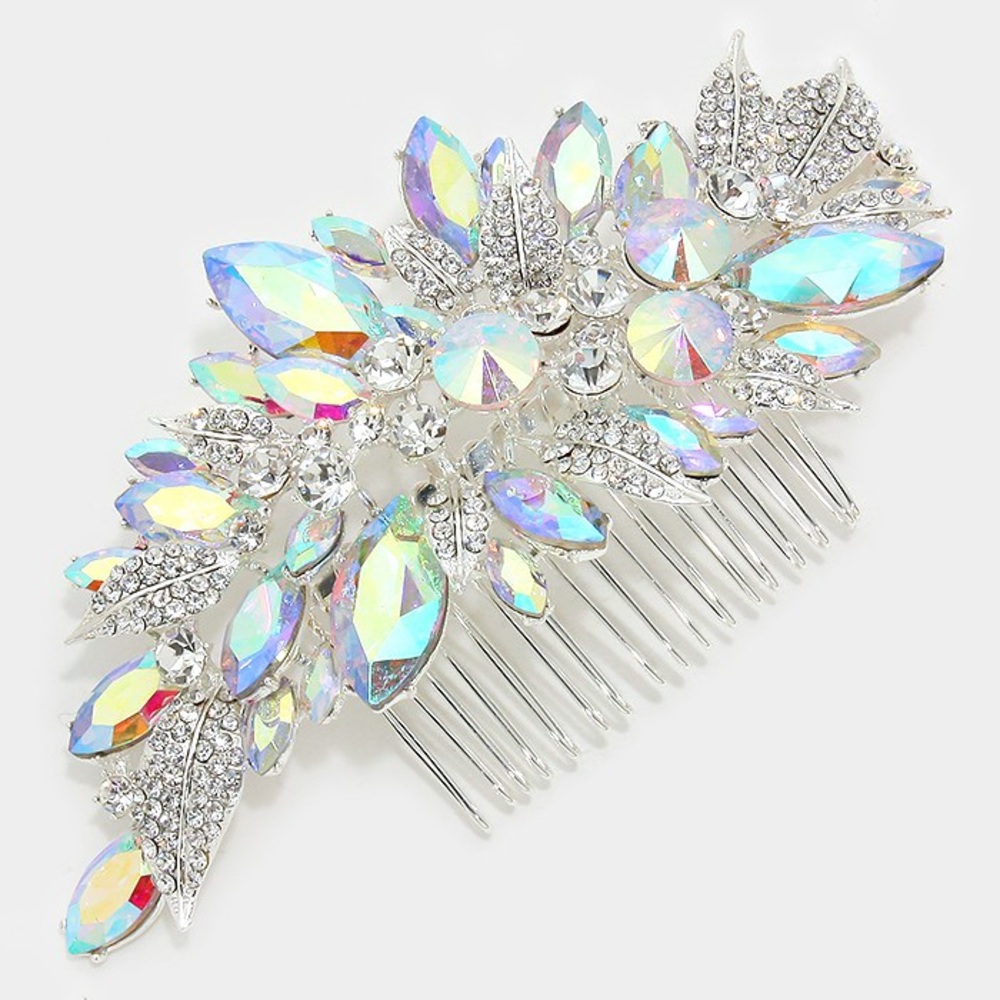 Simplybeautyful Crystal Rhinestone Leaf Hair Comb Stick
